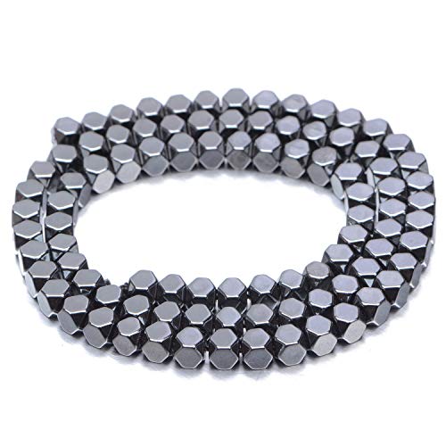 AD Beads Natural Hematite Gemstone Faceted Square Cube Loose Beads 16" 2x2mm 4x4mm (4x4mm, Metallic Black Hematite) - color: Metallic Black Hematite, size: 4x4mm