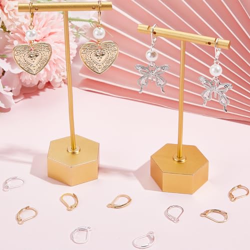 Beebeecraft 1 Box 60Pcs Leverback Earring Findings 24K Gold & 925 Sterling Silver Plated Clasp French Earring Hooks Ear Wire Clip Connector for Jewelry Making - color: 60Pcs 24K Gold & S925 Plated #2