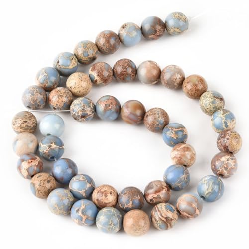8mm Blue Violet Sea Sediment Imperial Jasper Round Gemstone Natural Stone Loose Beads for Jewelry Making Design Crafts 45 Pcs 15 Inch - color: Blue Violet, size: 8mm