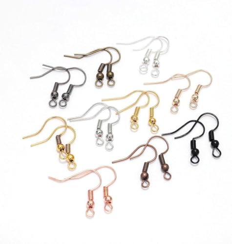 100Pcs Earring Hooks Fish Hooks, Red Copper, 20 x 17mm, Hypo-allergenic for French/Dangle Earring Findings Jewelry Making DIY Jewelry Making Earring Parts Supplies