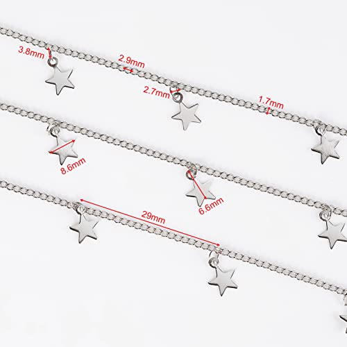 YOUBEIYEE Silver Star Necklace for Women Jewelry DIY Chains Bulk with Open Jump Rings and Lobster Clasps, Cable Link Chain Jewelry Making Supplies - color: Silver Star