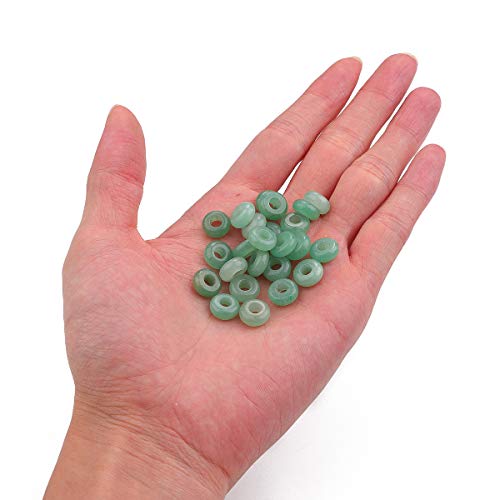 BEADIA Natural Green Aventurine Rondelle Stone with Large Hole (4mm) Loose Semi Gemstone Beads for Jewelry Making 10mmx4mm 24pcs - color: Green Aventurine, size: 10mm x 4mm