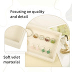 2 Pcs 9" x 5.7" Velvet Jewelry Tray Jewelry Display Tray, Stackable Empty Plate Trays for Earrings Necklaces Bracelet Rings Display Showcase - Light Khaki - color: Light Khaki, size: Flat Tray 9"x5.7"