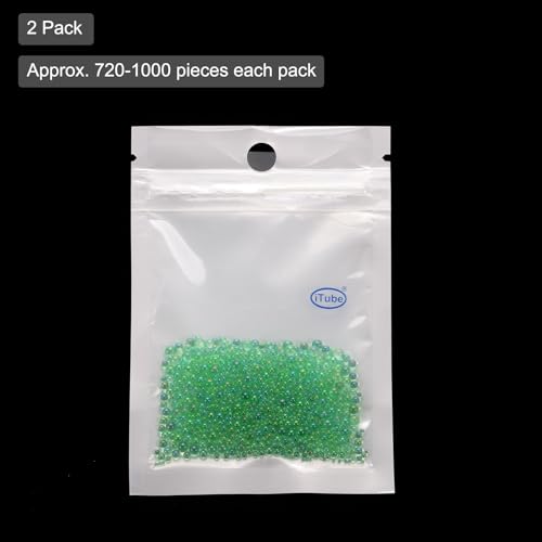 Iridescent Glass Tiny Bubble Beads, 0.4-3mm 20g No Hole Micro Mini Round Peacock Green Water Droplets Beads - Applications: for Resin, Nail Art, Dollhouse Bath Tub, 2-Pieces - color: Peacock Green, size: φ0.4-3mm
