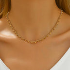 Gold Chain Necklace for Women 18K Gold Plated Dainty Star Cross Heart Cuabn Choker Chains Stainless Steel Trendy Jewelry Christmas Gifts - color: Cuban Ball Drop