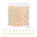 SMYHTGLIF 16.4 Feet Clear Crystal Chain for Jewelry Making Gold Plated Brass Bead Jewelry Making Chains Permanent Jewelry Findings - color: Transparent