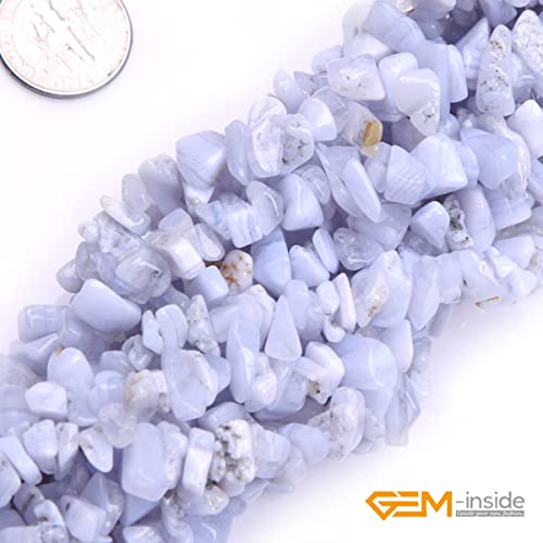 GEM-Inside Chalcedony Chips Natural 7-8MM Gemstone for Bracelet Necklace Earrings Jewelry Making Crafts Design Wholesale Loose Beads 34" - color: Chalcedony