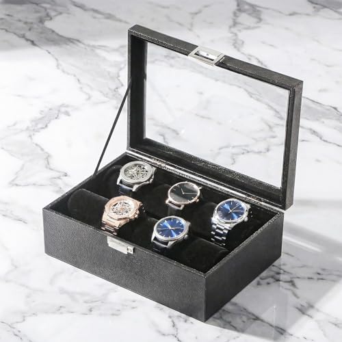 Bracelet Display Holder with Rods for Bangles Watches, Jewelry Organizer Box Storage Case with Clear Lid (Black) - color: Black