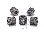 AD Beads Zircon Pave Rhinestones Big Hole Hexagon Spacer Beads 7x8mm 5Pcs Clear on Gunmetal - color: 5 Pcs Clear on Gunmetal Hexagon (7x8mm)
