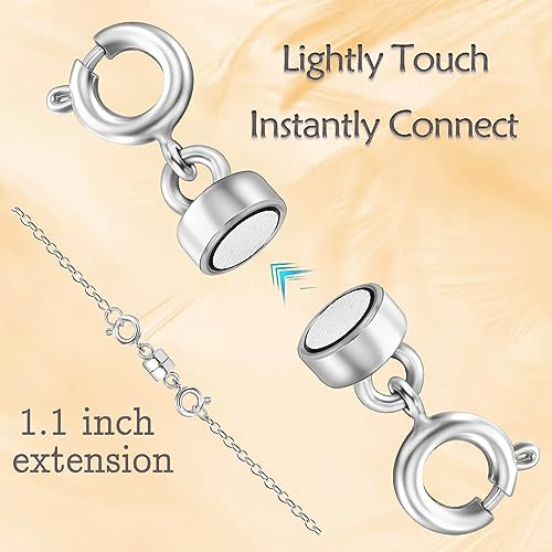 Double Magnetic Necklace Clasps and Closures 14K Gold and Silver Bracelet Extender Jewelry Clasps Converters for DIY Jewelry Making - color: 4Pcs Silver