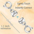 Double Magnetic Necklace Clasps and Closures 14K Gold and Silver Bracelet Extender Jewelry Clasps Converters for DIY Jewelry Making - color: 8Pcs Silver