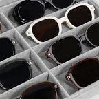 Wudygirl Jewelry organizer Sunglass Organizer 8 Slot Velvet Jewelry Tray Sunglasses Case with Lid Multi Eyeglass Case for Women Men（8 Grid - style: 8 Grid Jewelry Tray