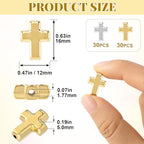60 Pcs Cross Charms for Jewelry Making, Religious Cross Beads for Bracelets, Crosses for Jewelry Making, Bracelets, Necklaces, DIY Crafts (Gold, Silver) - color: 60pcs, 16x12mm, Gold,Silver