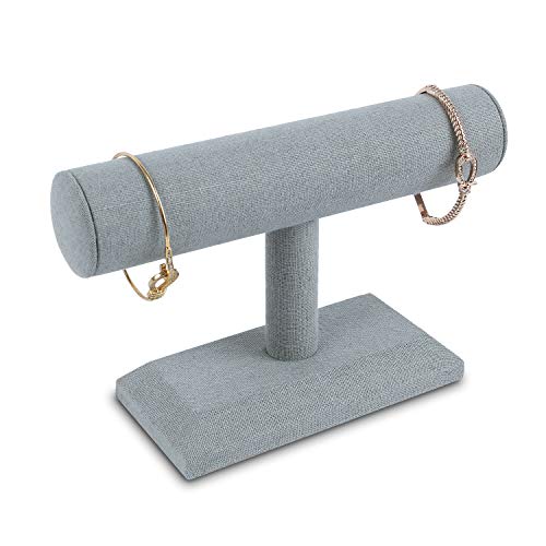 MOOCA Linen Covered Wood Jewelry Display Perfect for Bracelet Bangle Watch for Home Organization, Store, Tradeshow and Showcase, 7 3/4 W x 2 7/8 D x 4 7/8 H in, Dim Gray - color: Dim Gray Linen