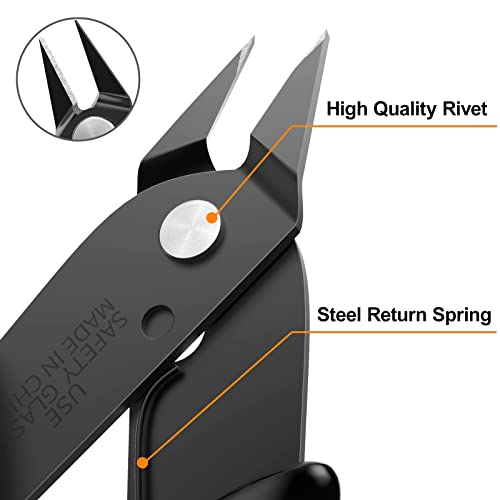 BOENFU Precision Wire Cutter Jewelry Zip Tie Cutters 5 Pack Flush Cutters Nippers Small Side Cutting Pliers for 3d Print, Plastic Models, Jewelry, Electronics, Black, 5 Inches - color: Black ( 5 Pack )