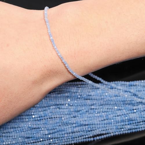 120pcs 3mm Natural Aquamarine Gemstone Beads Faceted Round Loose Stone Beads for Jewelry Making (1 Strand) - color: Aquamarine, size: 2.8-3.3mm