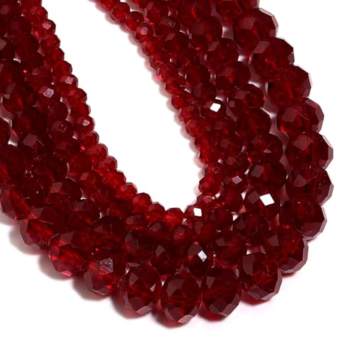 580pcs 4/6/8/10mm Glass Beads Deep Red Faceted Crystal Briolette Loose Beads for Bracelets Necklaces DIY Crafts - color: Dark Red