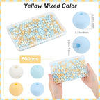 1 Box 500Pcs Round Matte Beads Frosted Acrylic Round Beads Opaque Yellow 8mm Small Ball Rubberized Imitated Silicone Bubblegum Smooth Loose Bead for Jewelry Making Bracelet Necklace DIY Craft - color: Yellow