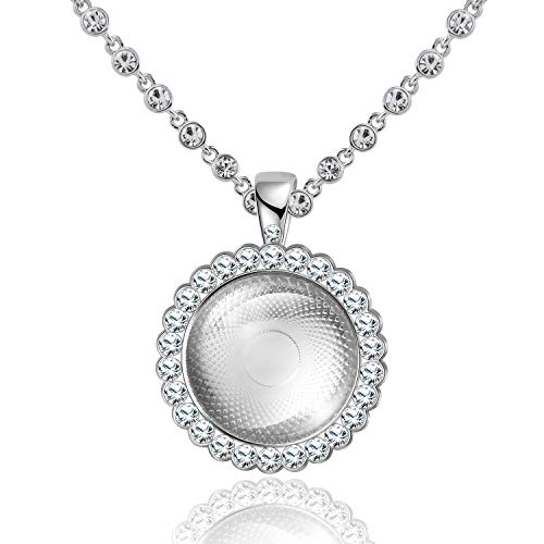Hicarer 48 Rhinestone Bezel Pendant Trays 24 Pcs Gold Silver 25 mm Round Bezel Trays Blank Pendant Bases with 24 Transparent Glass Cabochons for Photo Making Crafts Wedding Jewelry Gifts
