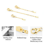 Extenders Chain Necklace 14K Gold Plated Sterling Silver Extension Chains for Jewelry Making(1 2 3 inch) - color: Gold