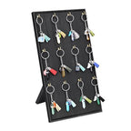 Ikee Design Wooden Jewelry Display Stand with 12 hooks, Earring Display with Hooks, Bracelet, Earring, Keychain Stand for Selling,7.8W x 7.8D x 15.9H in, Black Color - color: Black