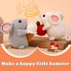 Kogyxe Beginners Crochet Kit, Amigurumi Crocheting Animals Kits w Step-by-Step Video Tutorials, Crochet Starter Kit Knitting Starter Pack for Adults Beginners, 2 Hamster Family (40%+ Yarn Content) - size: Hamster Family