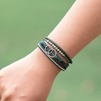 FANCY SHINY Mothers Day Gifts Boho Leather Wrap Bracelet Stackable Infinity Chunky Cuff Bracelets Western Hippie Outfits Jewelry Valentine Gifts for Women - color: Olive Green