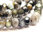 Perlin Agate & Jasper Gemstone Strand Beads 4 mm Rondelle 110 Pieces Jewellery Beads Semi-Precious Stone for Jewellery Necklace Bracelet Earrings (Black Jasper) - color: Black jasper