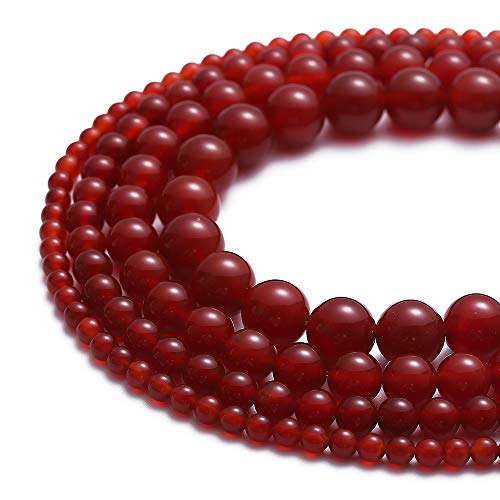 BEADIA Natural Red Agate Stone Round Loose Semi Gemstone Beads for Jewelry Making 10MM 38PCS - color: Red Agate, size: 10mm