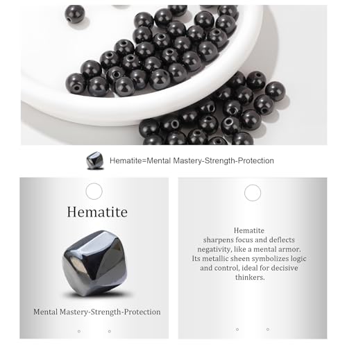 Vinswet 90pcs 4mm Hematite Natural Stone Beads Round Genuine Real Stone Beading Loose Gemstones DIY Smooth Bead for Bracelet Necklace Earrings Jewelry Making - color: Hematite, size: 4mm