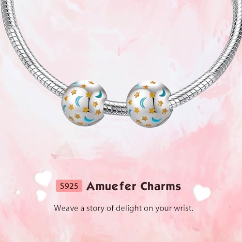 Clip Stopper Spacer Charms for Bracelets Necklaces, Compatible with Pandora,Jewery Mking DIY - style: Spacer Glow-in-the-dark Stars and Moon