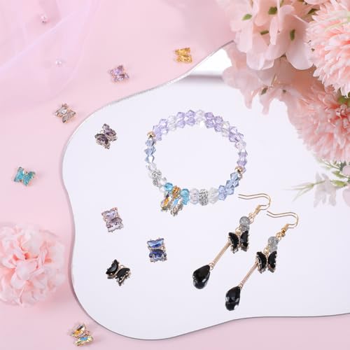 SUNNYCLUE 1 Box 32Pcs Butterfly Crystal Charms Rhinestone Dangle Charm 12x10mm Small Colorful Butterflies Glass Beads Blue Black Butterfly Wing Charms for Jewelry Making Charms DIY Gift Supplies - color: 1 Box 32pcs Butterfly Crystal Charms 12x10mm