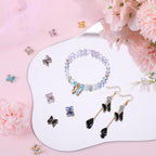 SUNNYCLUE 1 Box 32Pcs Butterfly Crystal Charms Rhinestone Dangle Charm 12x10mm Small Colorful Butterflies Glass Beads Blue Black Butterfly Wing Charms for Jewelry Making Charms DIY Gift Supplies - color: 1 Box 32pcs Butterfly Crystal Charms 12x10mm
