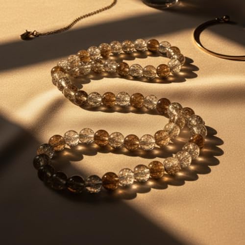 DandS ltd Crackle Lampwork Glass Beads for Jewelry Making, Champagne, Vibrant DIY Bracelets, Necklaces, Earrings, Beading Supplies & Craft Kits for Handmade Jewelry, 80pcs 0.39 inch (10mm), #J218-10 - color: Champagne