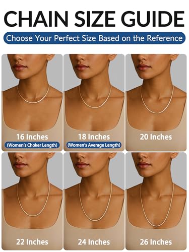 Jewlpire 3mm Flat Link Chain 18K Gold Plated/Black/Silver Chain Necklace for Women, Non-Fading Women's Chains Necklace 16 18 20 22 24 26 Inch - color: 02 - 3mm-18K Gold Plated, size: 26 Inches