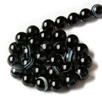 100pcs 6mm Black Stripe Agate Beads Natural Gemstone Beads Round Loose Beads for Jewelry Making - color: Black Stripe Agate, size: 6mm