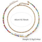 Colorful Gold Stack Seed Beaded Choker Necklace Set for Women,Handmade Boho Fashion Christian Cross Heart Freshwater pearl Jewelry,Valentine's Summer Holiday Beach Friendship Gift - color: Pearl