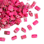 Beadia Rose Red Imperial Jasper Stone Tila Beads 5x2mm Rectangle 2-Hole Spacer Beads for DIY Bracelet Earring Making 15"/Strand - color: Imperial Jasper Rose Red, size: 5x2mm