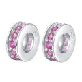 Clip Stopper Charms Sterling Silver Rondelle Spacer Bead Charm Stopper Charm for Pandora Charm Bracelets - color: Pink (2 pcs )