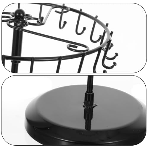2 Pcs Rotating Necklace Holder Metal Necklace Stand Organizer for Bracelet Earring Keychain Ring Jewelry Display, 14.5 Inch with 23 Hooks (Black)