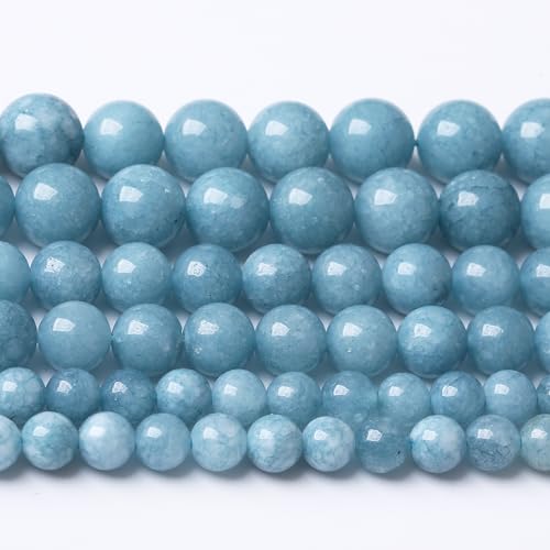 Blue Chalcedony Beads Gemstone Round Crystal Energy Jade Stone Beads for Jewelry Making DIY Bracelet Necklace 1 Strand 15.5inch 31PCS 12MM - color: Blue chalcedony, size: 12MM