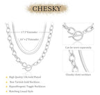CHESKY 14K Gold Plated Chunky Necklace for Women, Trendy Paperclip Chain Necklace Thick Cross Heart Pendant Necklace Layered Herringbone Cuban Link Chain Toggle Necklaces Non Tarnish Jewelry - color: silver, style: paperclip+herringbone