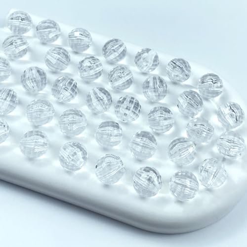 400 PCS 8mm Acrylic Round Faceted Beads Crystal Spacer Beads Multiple Faceted Loose Beads for DIY Jewelry Making Bracelet Necklace Earring Wind Chimes Wine Charms Sun Catchers(Transparent) - color: 1-Transparent, size: 8MM