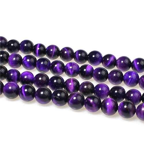 MJDCB Stone Beads 4mm 85pcs Round Purple Tiger's Eye Loose Gemstone Bead Charms for Jewelry Making Bracelet Necklace Earring Pendant - color: Purple Tiger's Eye, size: 4mm