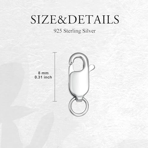 925 Sterling Silver Lobster Clasp for DIY Necklace Bracelet Jewelry Making, Double Spring Clasp with Closed Jump Rings, Necklace Extender Clasp Connector Bracelet Extension (Style 7) - style: Style 7