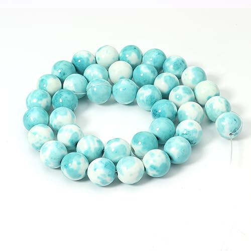 45pcs 8mm Natural Blue Rain Flower Gemstone Beads Energy Healing Crystal Round Loose Stone Beads for Jewelry Making, DIY Bracelets Necklaces - color: Blue Rain Flower, size: 8mm