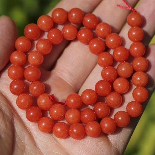 Natural Stone Beads 8mm Polished Round Smooth Gemstone Beads for Jewelry Making Supplies 15 Inch(45 Beads) (South Red Agate) - color: South Red Agate-45pcs