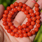 Natural Stone Beads 8mm Polished Round Smooth Gemstone Beads for Jewelry Making Supplies 15 Inch(45 Beads) (South Red Agate) - color: South Red Agate-45pcs