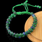 MASSIVE BEADS Double Layer Natural Chakra Healing Power Crystals Macrame Bracelet Yoga Stone Beads Gemstone Meditation Relax Anxiety Bangle for Unisex Women Men - color: Chrysocolla, size: 6mm