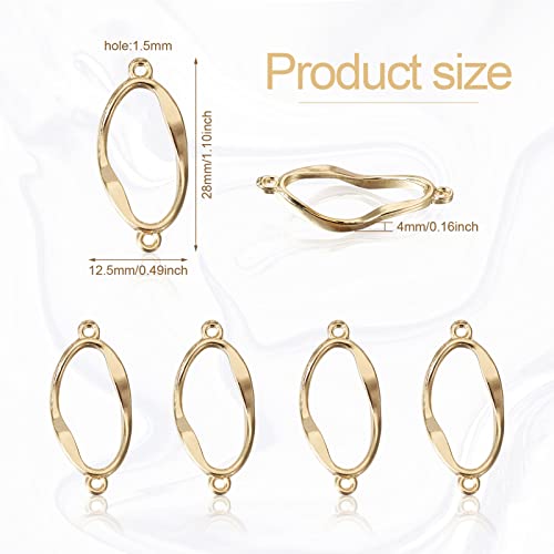 FASHEWELRY Golden Bow Connector Charms Bulk, Christmas Bowknot Link Charms, Infinity Links Geometric Hollow Bezel Pendants for Earring Bracelet Necklace Keychains Jewelry Making - color: Light Gold-Oval